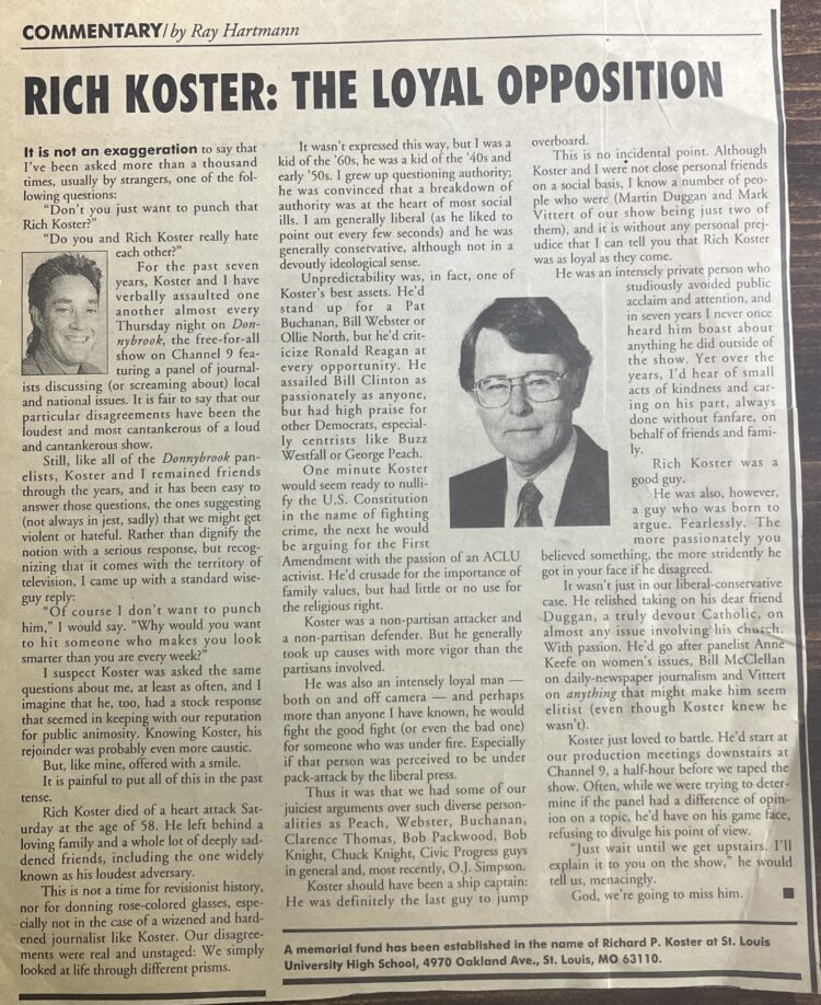 Ray Hartmann’s tribute to Rich Koster